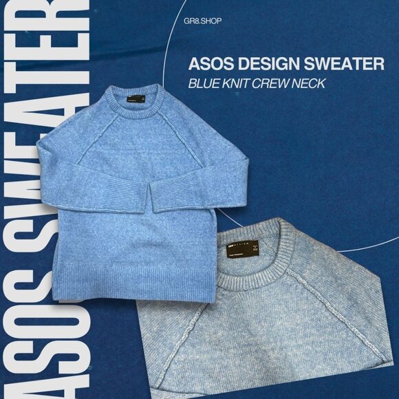 Asos Design Sweater- Blue knit crewneck - Picture 1 of 4